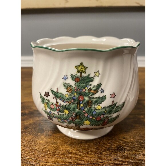 Vintage Rare Happy Holidays Nikko Creamer & Sugar Bowl Christmas Tree Design - Picture 4 of 5